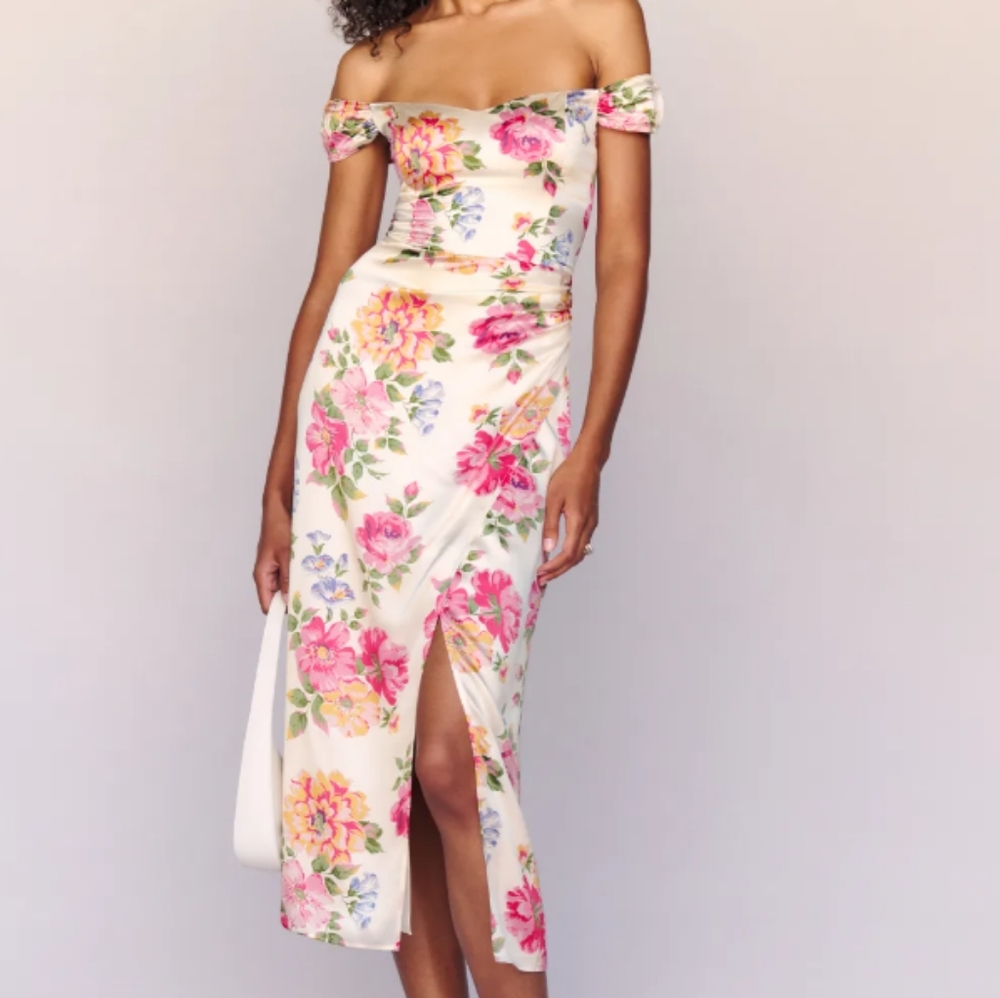 Reformation Genesis Silk Floral Dress